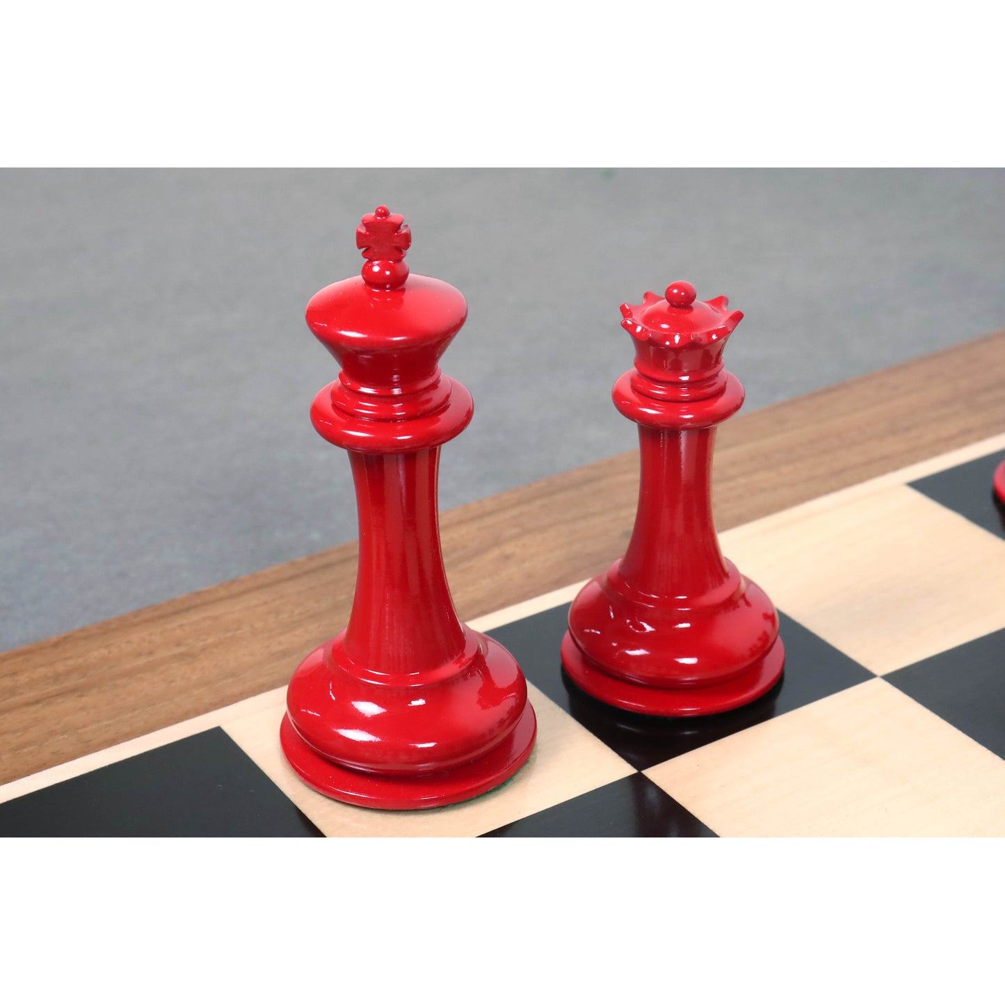 Test - 1849-50 Leuchars Cook Staunton Chess Set- Chess Pieces Only-Ivory& Crimson Lacquer-4.5"