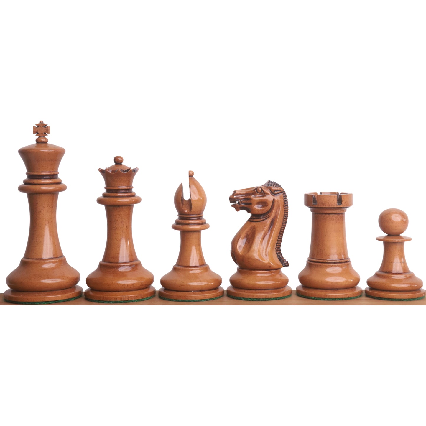 1849 Original Staunton Chess Set- Chess Pieces Only- Lacquered Distress Antiqued Boxwood & Bud Rosewood - 4.5" King