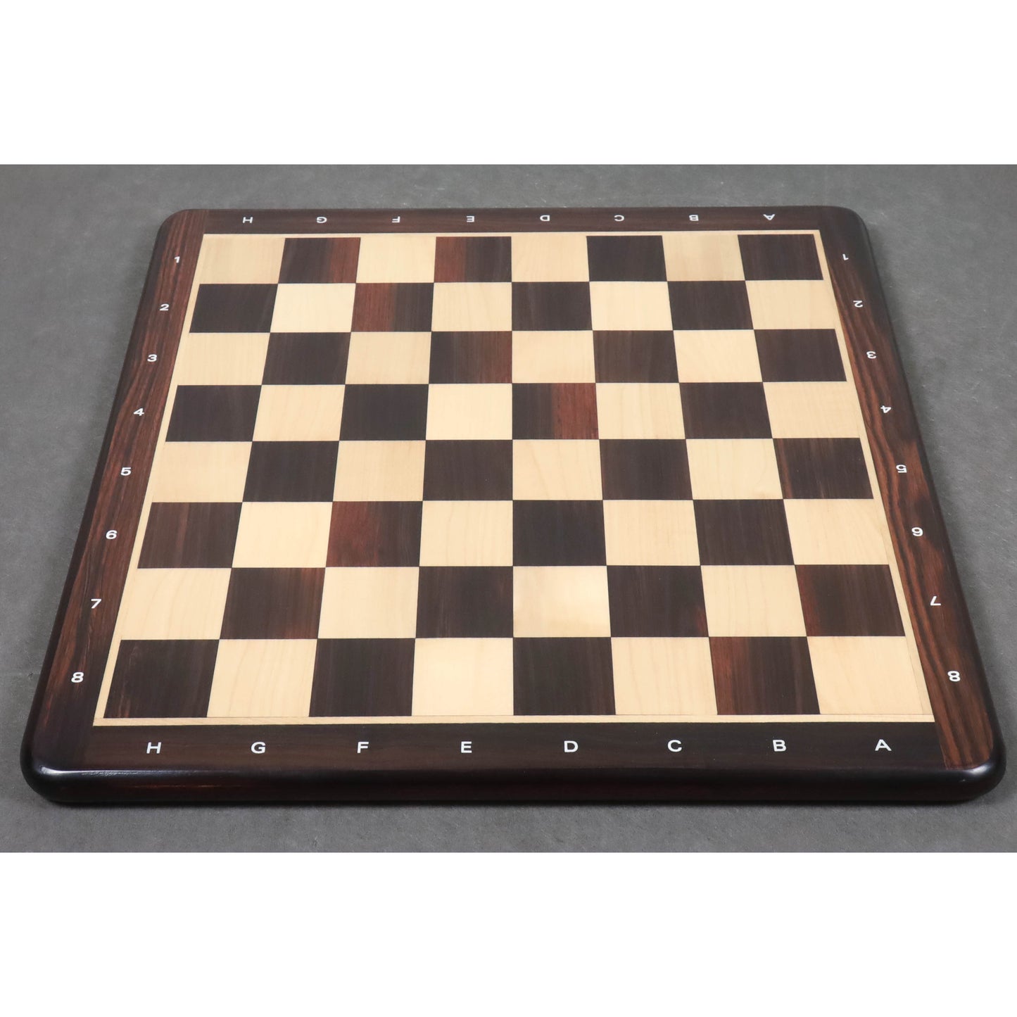 19" Flat Chessboard in Rosewood & Maple Wood - 50 mm Square - Algebraic Notations