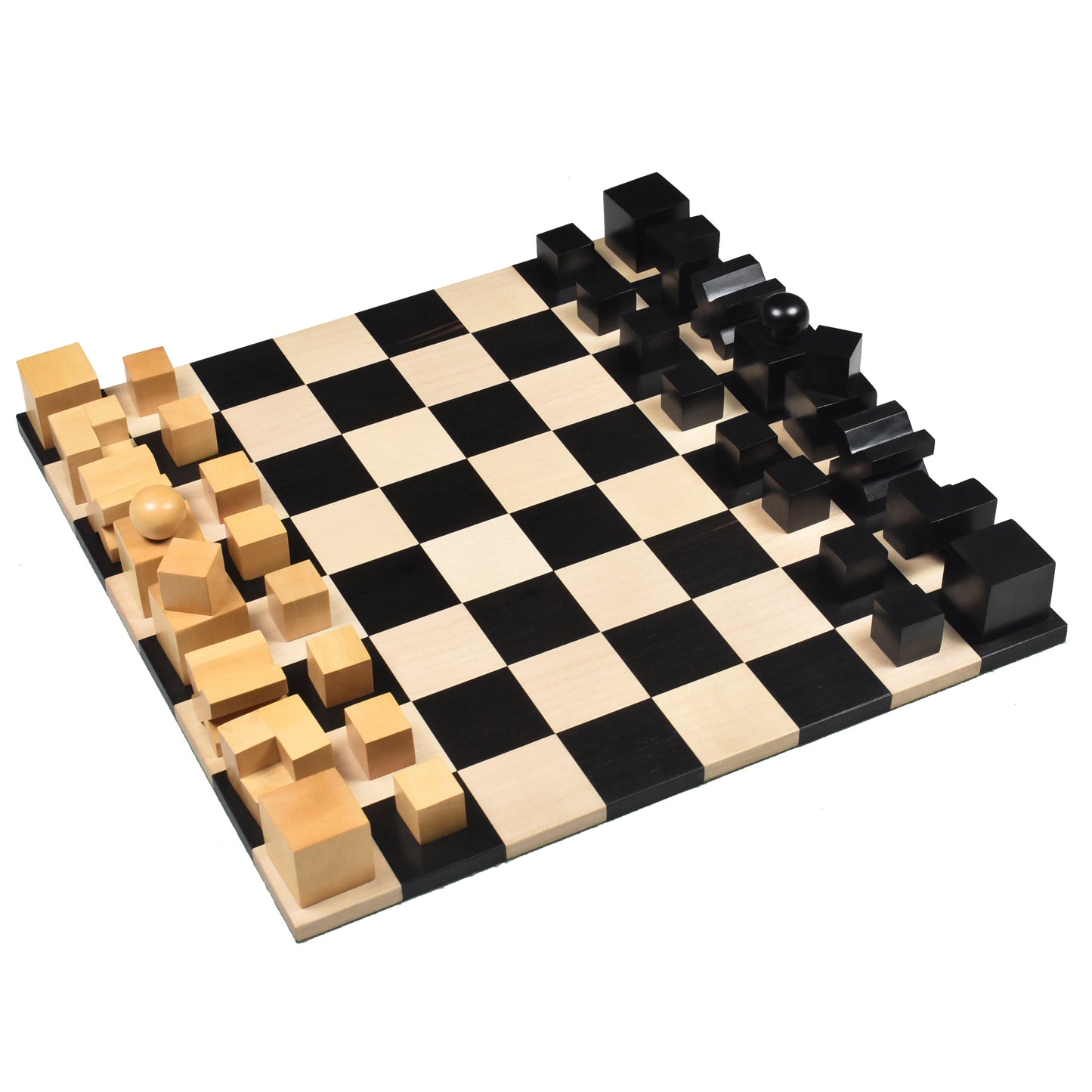 1923 Bauhaus Combo Chess Set - Ebonised Boxwood Chess Pieces + Ebony Chess Board