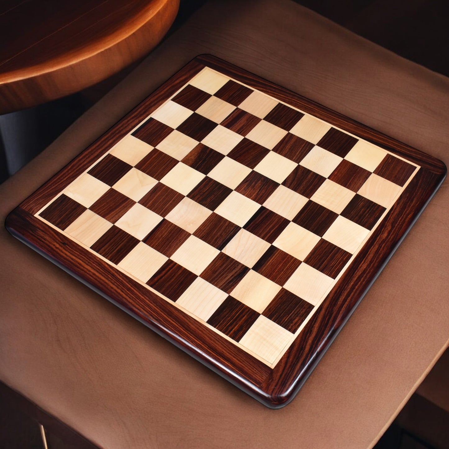 19 inches Large Flat Chess board - Rosewood & Maple Wood - Square of 50 mm