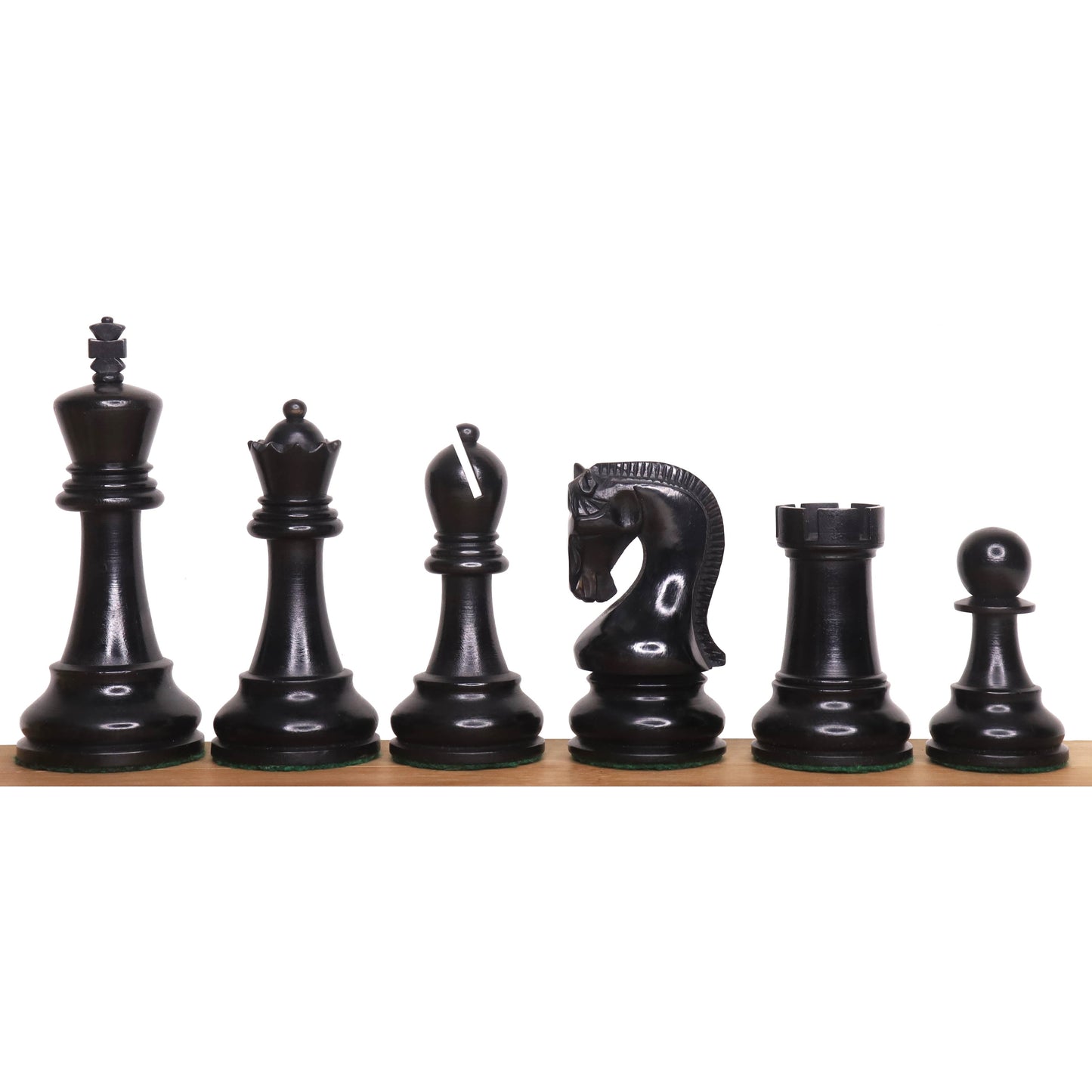 Leicht unvollkommenes Leningrad Staunton Schachspiel - Nur Schachfiguren - Ebonisiertes Buchsbaumholz - 4" König