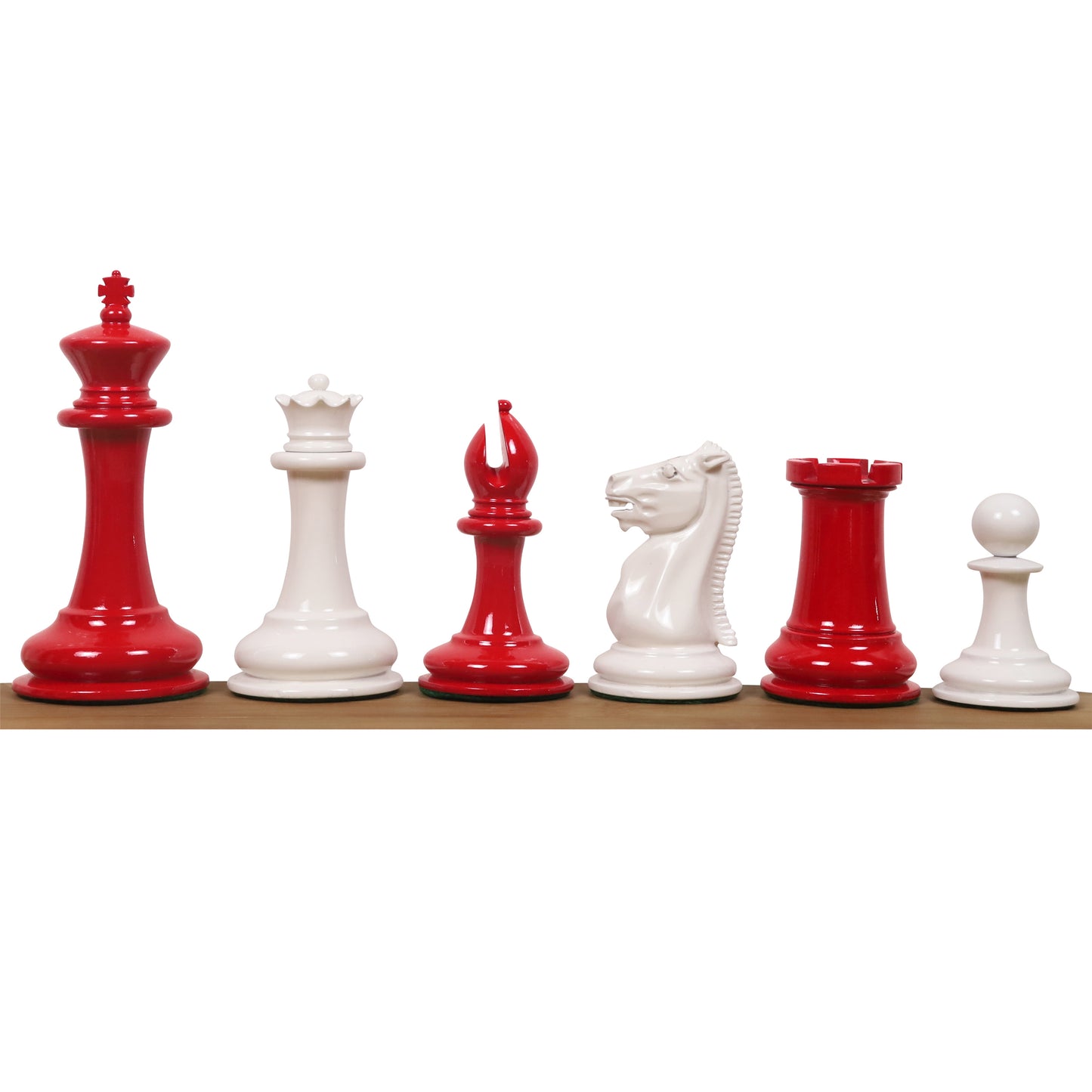 Test - 1849-50 Leuchars Cook Staunton Chess Set- Chess Pieces Only-Ivory& Crimson Lacquer-4.5"