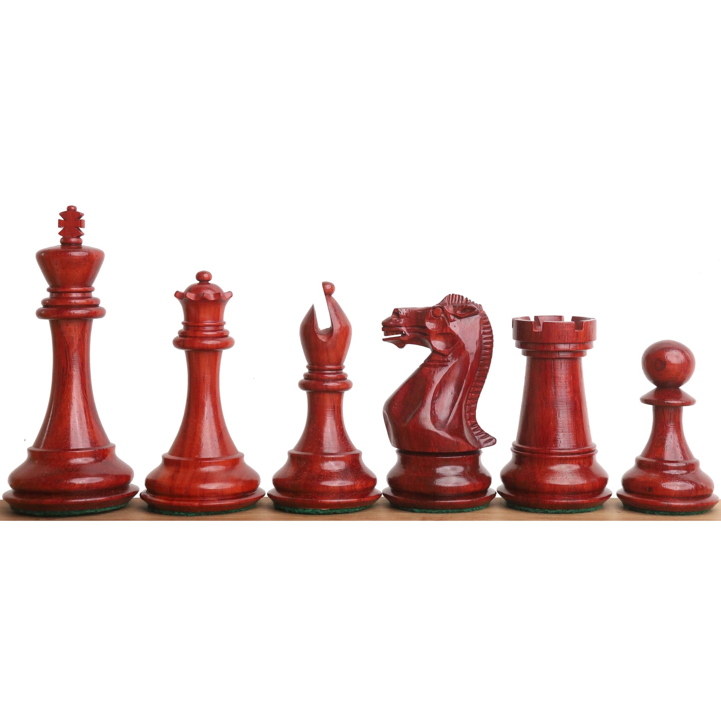Leicht fehlerhaftes 4" elegantes Staunton Luxus-Schachspiel - nur Schachfiguren - dreifach gewichtetes Knospenrosenholz