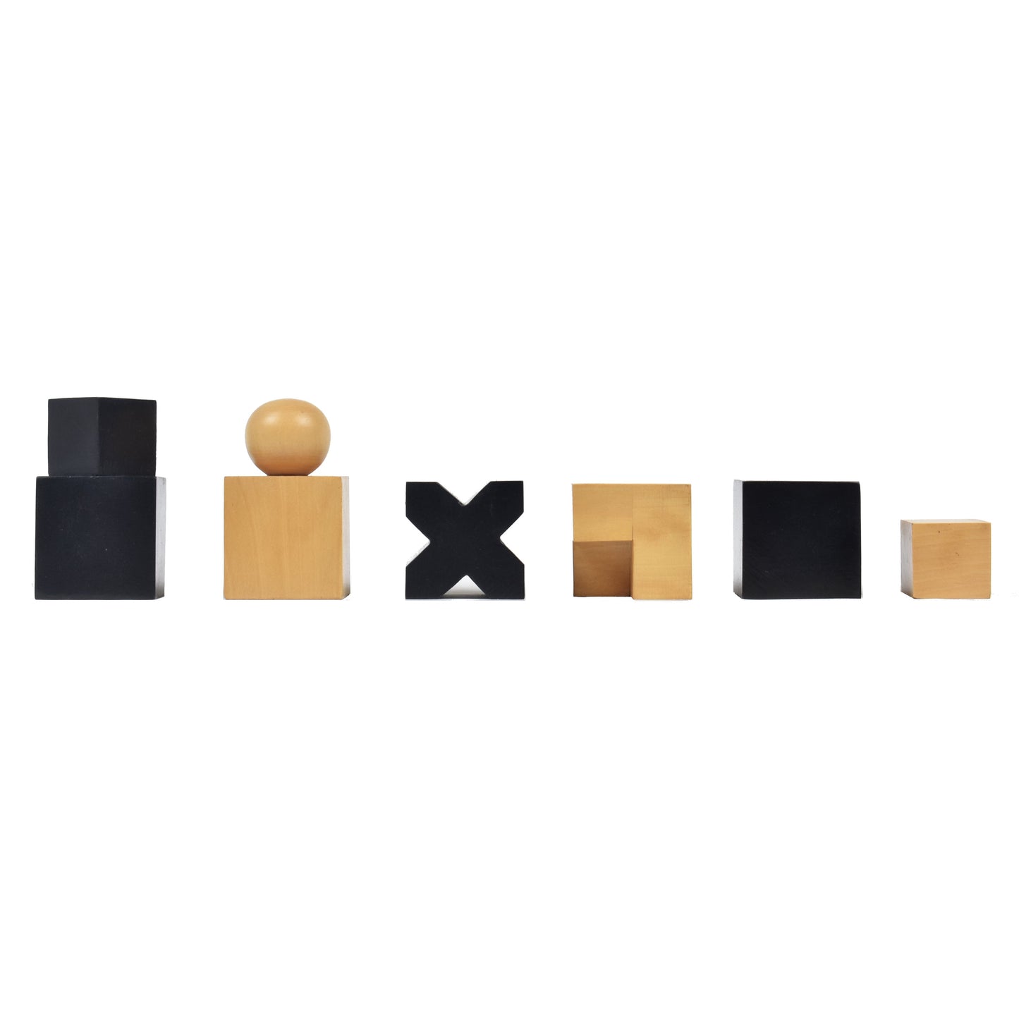 Slightly Imperfect Reproduced 1923 Bauhaus Chess Set - Chess Pieces Only - Ebonised Boxwood - 2" King