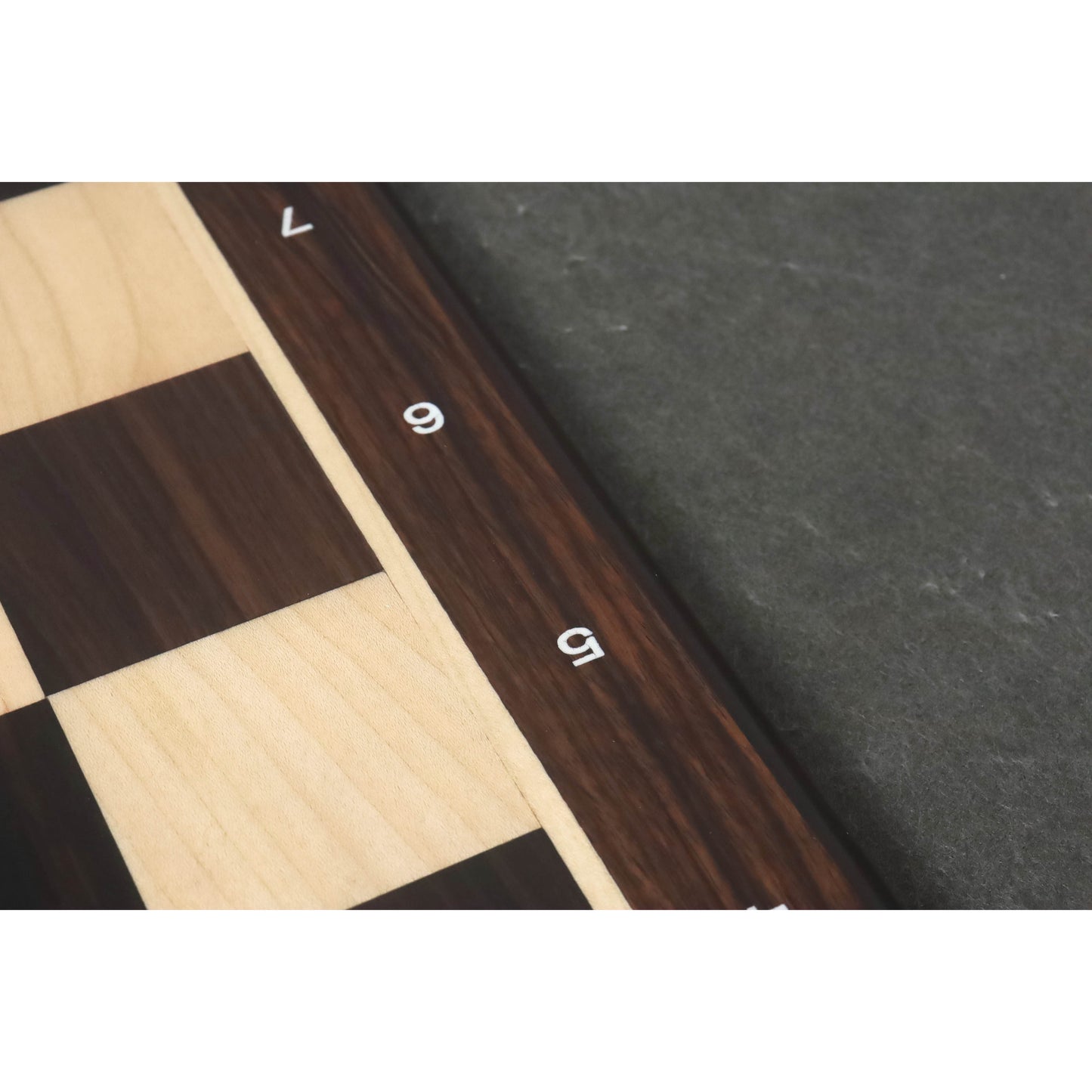 19" Flat Chessboard in Rosewood & Maple Wood - 50 mm Square - Algebraic Notations
