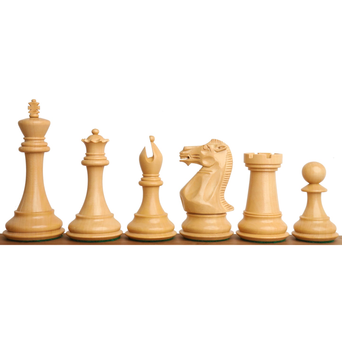 Leicht fehlerhaftes 4" elegantes Staunton Luxus-Schachspiel - nur Schachfiguren - dreifach gewichtetes Knospenrosenholz