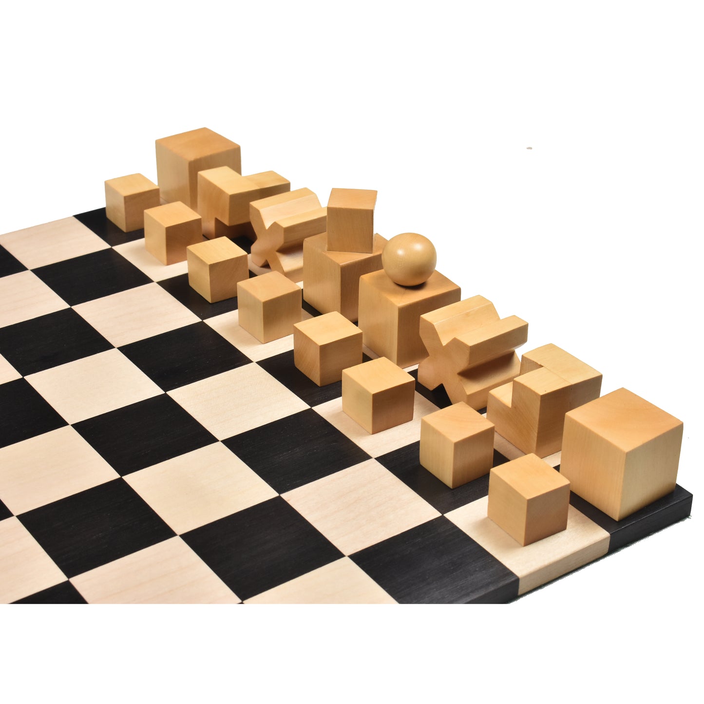 1923 Bauhaus Combo Chess Set - Ebonised Boxwood Chess Pieces + Ebony Chess Board