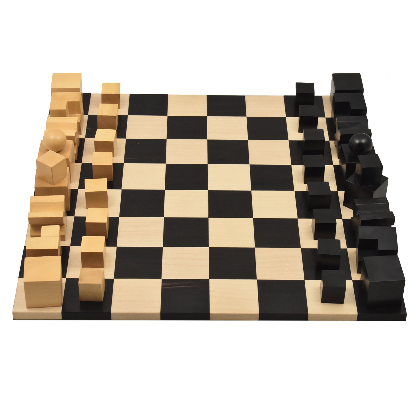 1923 Bauhaus Combo Chess Set - Ebonised Boxwood Chess Pieces + Ebony Chess Board