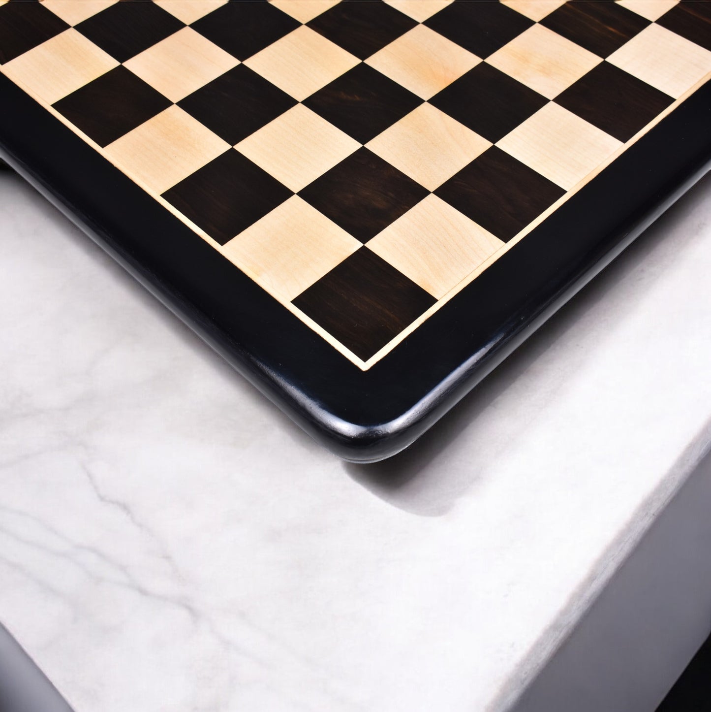 19 inches Large Solid Inlaid Ebony & Maple Wood Chess board - Square of 50 mm