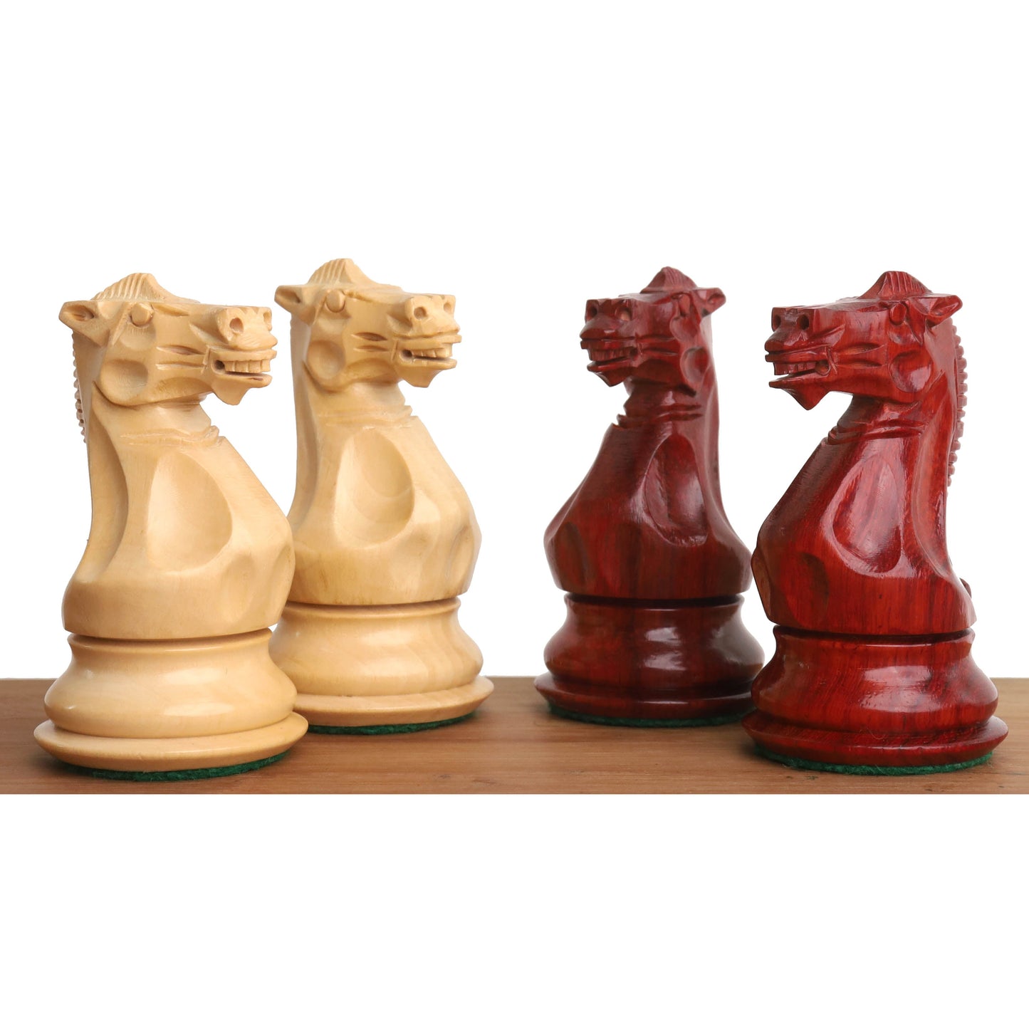 Leicht fehlerhaftes 4" elegantes Staunton Luxus-Schachspiel - nur Schachfiguren - dreifach gewichtetes Knospenrosenholz