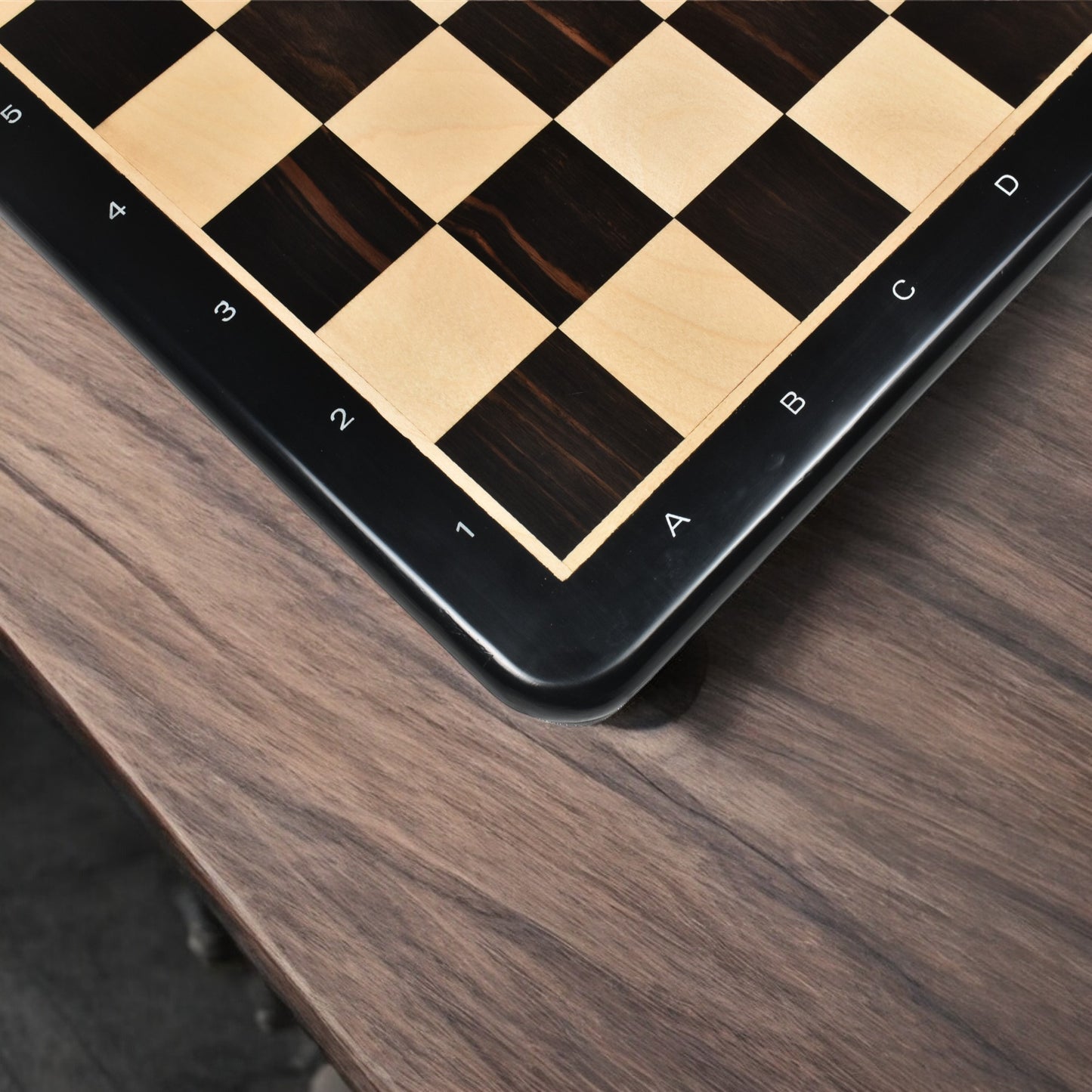Test - 19" Large Solid Inlaid Ebony & Maple Wood Chess board - 50mm square-Algebraic Notations