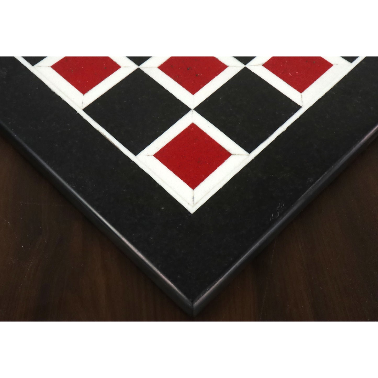 18'' Marble Stone Luxury Chess Board - Black & Red Semi-Precious Stones