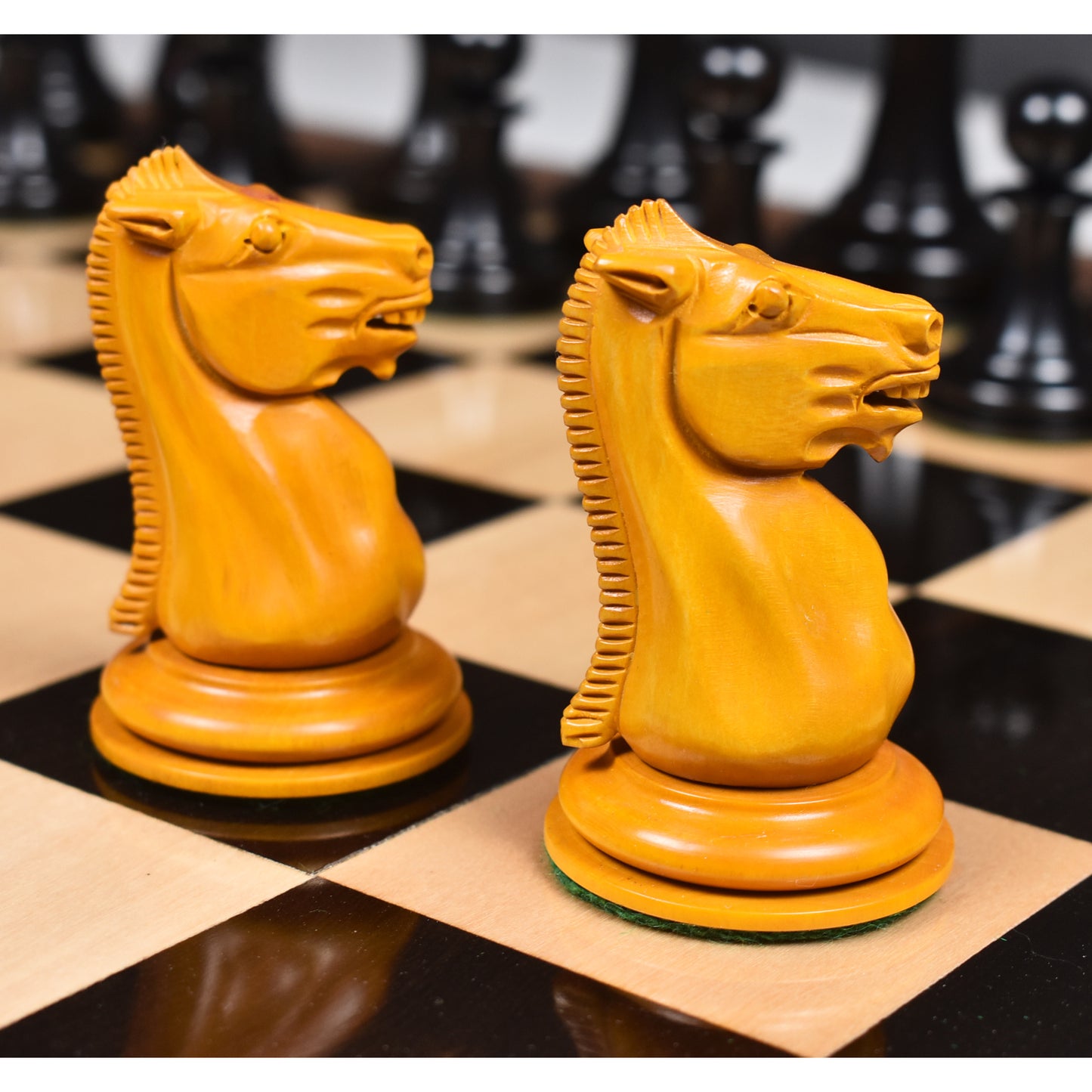 1849-50 Leuchars Cook Staunton Chess Set- Chess Pieces Only - Ebony Wood & Antiqued Boxwood - 4.5"