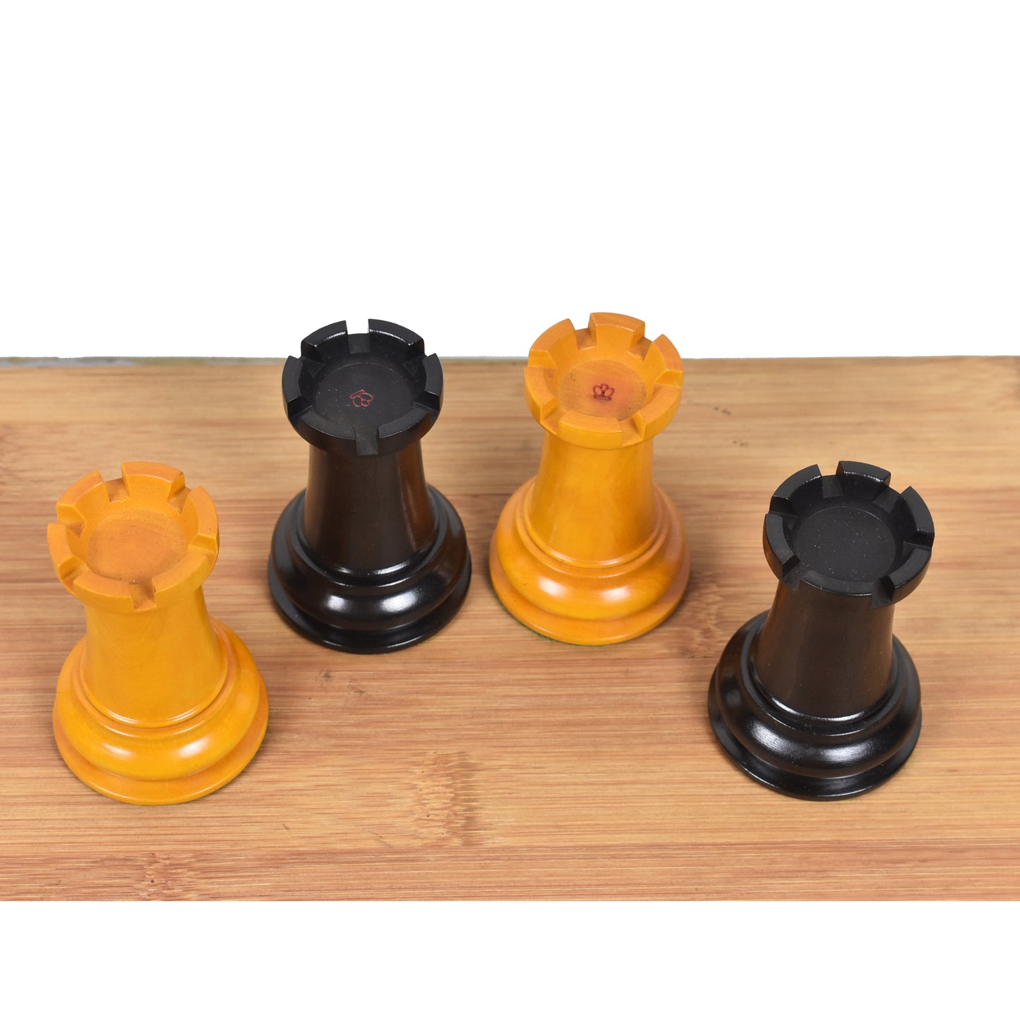 1849-50 Leuchars Cook Staunton Chess Set- Chess Pieces Only - Ebony Wood & Antiqued Boxwood - 4.5"