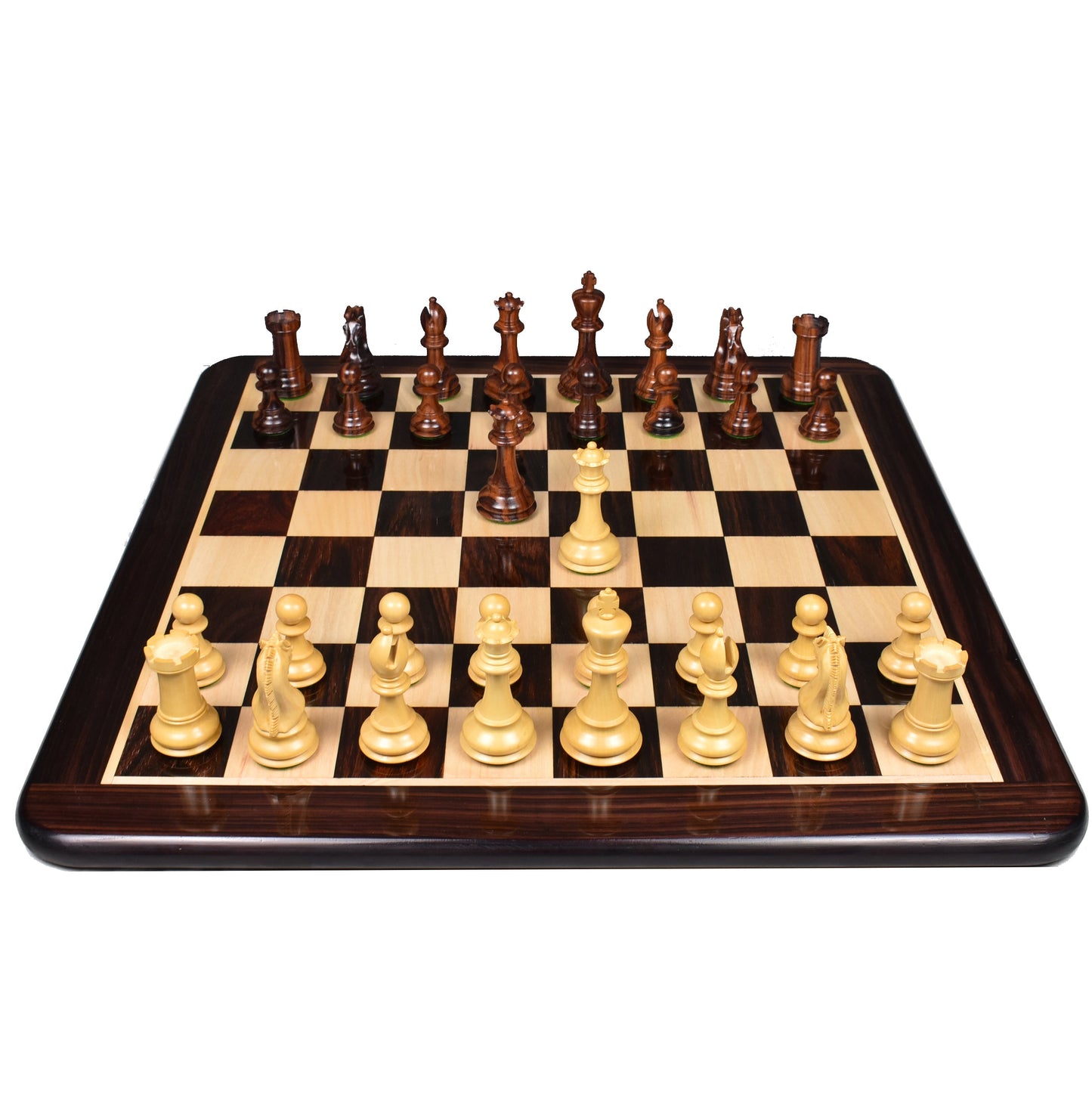Leicht fehlerhaftes 3,9" Craftsman Knight Staunton Schachspiel - Nur Schachfiguren - Dreifach gewichtetes Palisanderholz