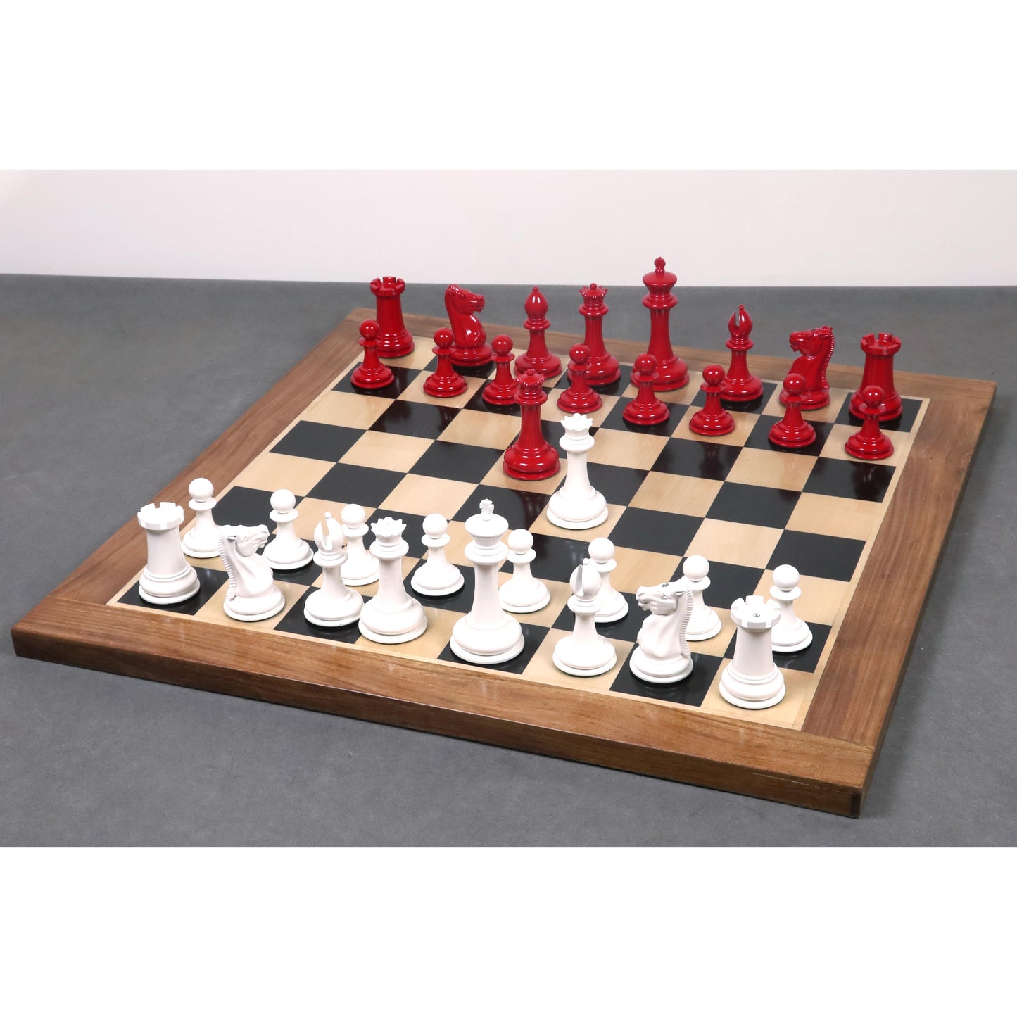 Test - 1849-50 Leuchars Cook Staunton Chess Set- Chess Pieces Only-Ivory& Crimson Lacquer-4.5"