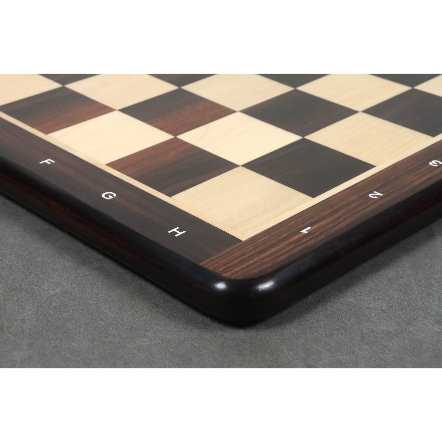 19" Flat Chessboard in Rosewood & Maple Wood - 50 mm Square - Algebraic Notations