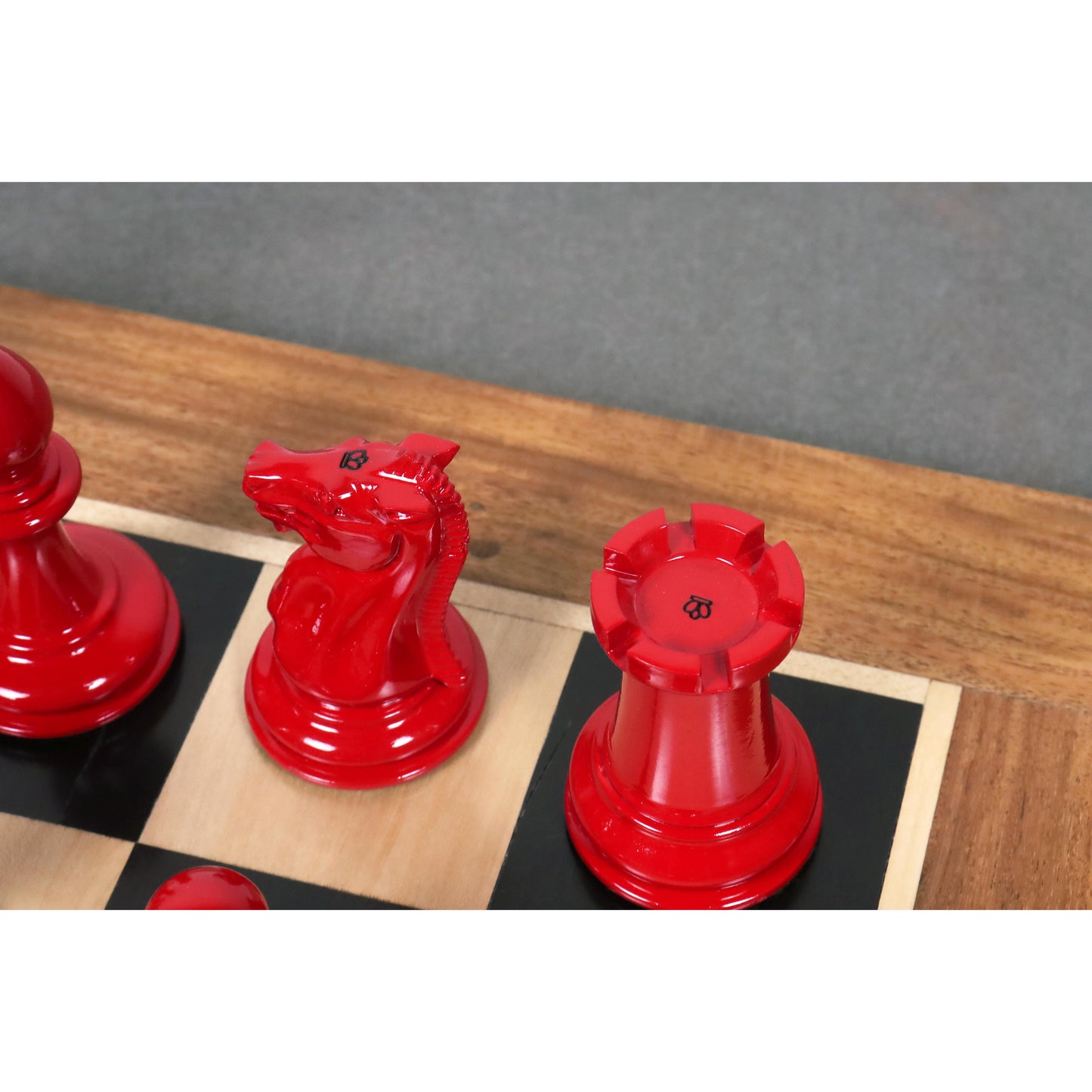 Test - 1849-50 Leuchars Cook Staunton Chess Set- Chess Pieces Only-Ivory& Crimson Lacquer-4.5"