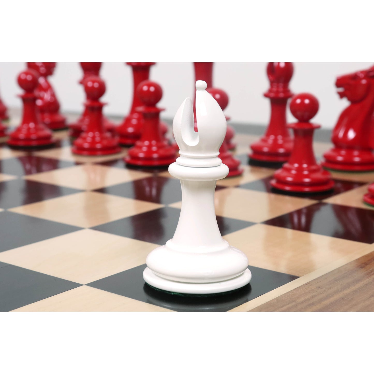 Test - 1849-50 Leuchars Cook Staunton Chess Set- Chess Pieces Only-Ivory& Crimson Lacquer-4.5"