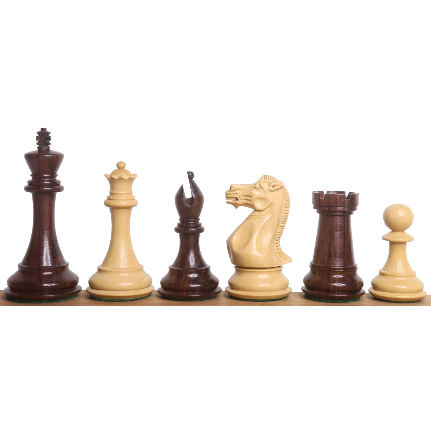Leicht fehlerhaftes 4" elegantes Staunton Luxus-Schachspiel - nur Schachfiguren - dreifach gewichtetes Rosenholz