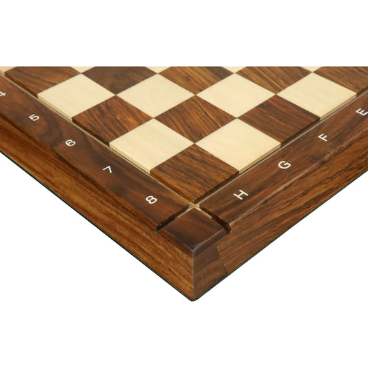 15" Drueke Style Golden Rosewood & Maple Chess board - 38 mm square- Notations