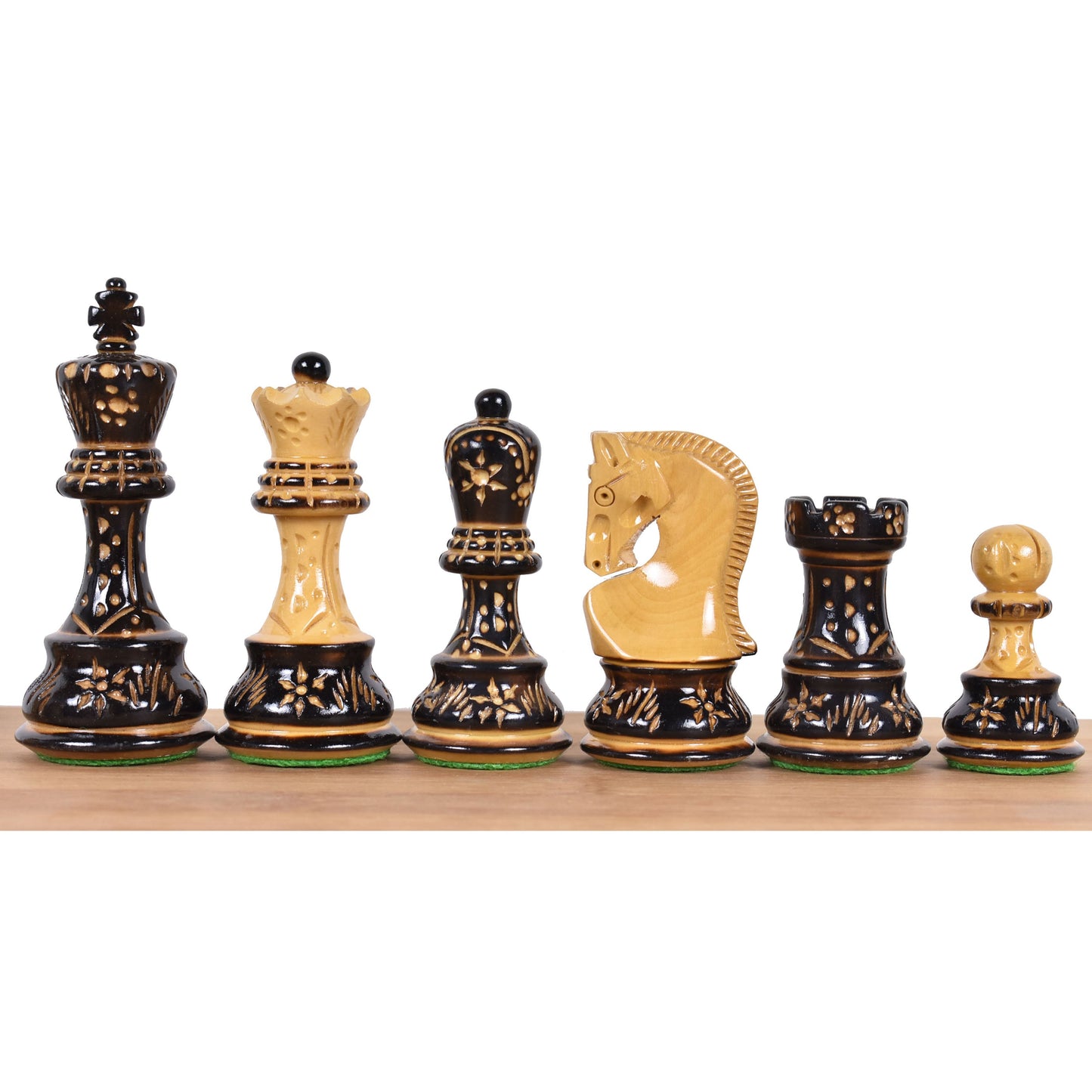 Slightly Imperfect 3.75" Artisan Carving Burnt Zagreb Chess Set - Chess Pieces Only - Weighted Boxwood