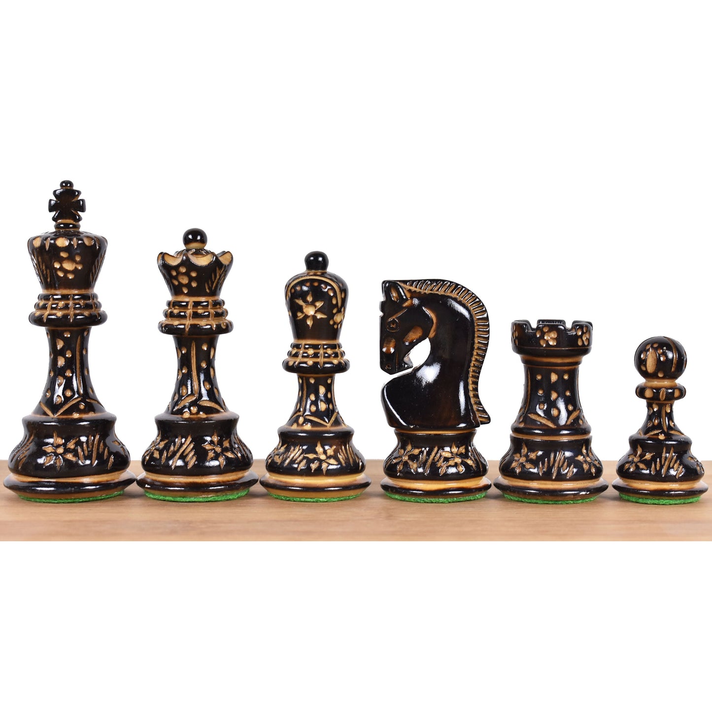 Slightly Imperfect 3.75" Artisan Carving Burnt Zagreb Chess Set - Chess Pieces Only - Weighted Boxwood