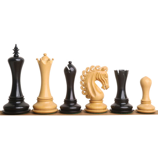 Jeu d'échecs de luxe Staunton Avant Garde légèrement imparfait de 4,6 pouces - Pièces d'échecs uniquement - Bois d'ébène - Triple poids 