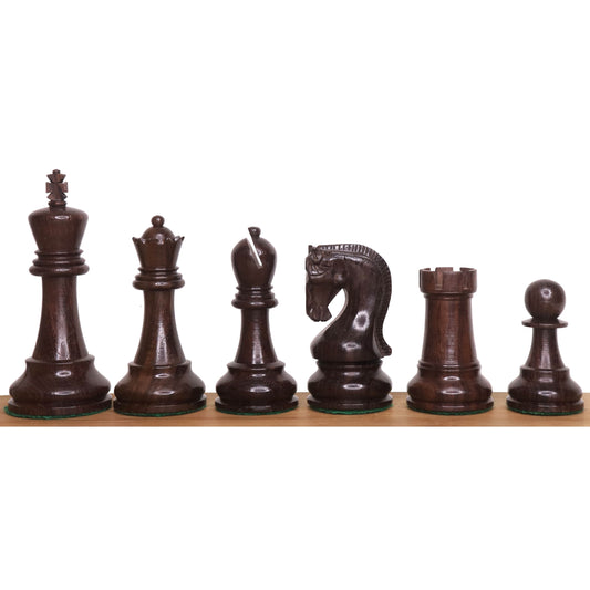 Jeu d'échecs Leningrad Staunton légèrement imparfait - Pièces d'échecs uniquement - Palissandre et buis - King 4"