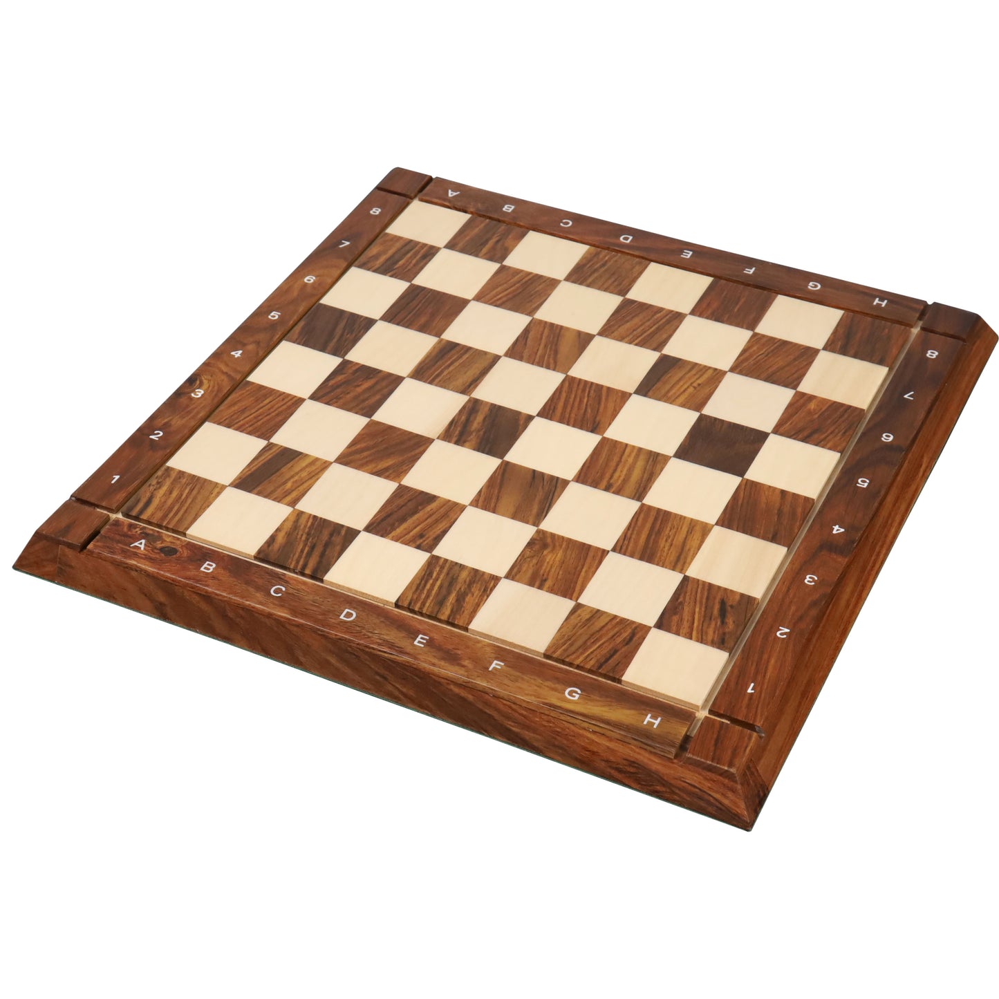 15" Drueke Style Golden Rosewood & Maple Chess board - 38 mm square- Notations