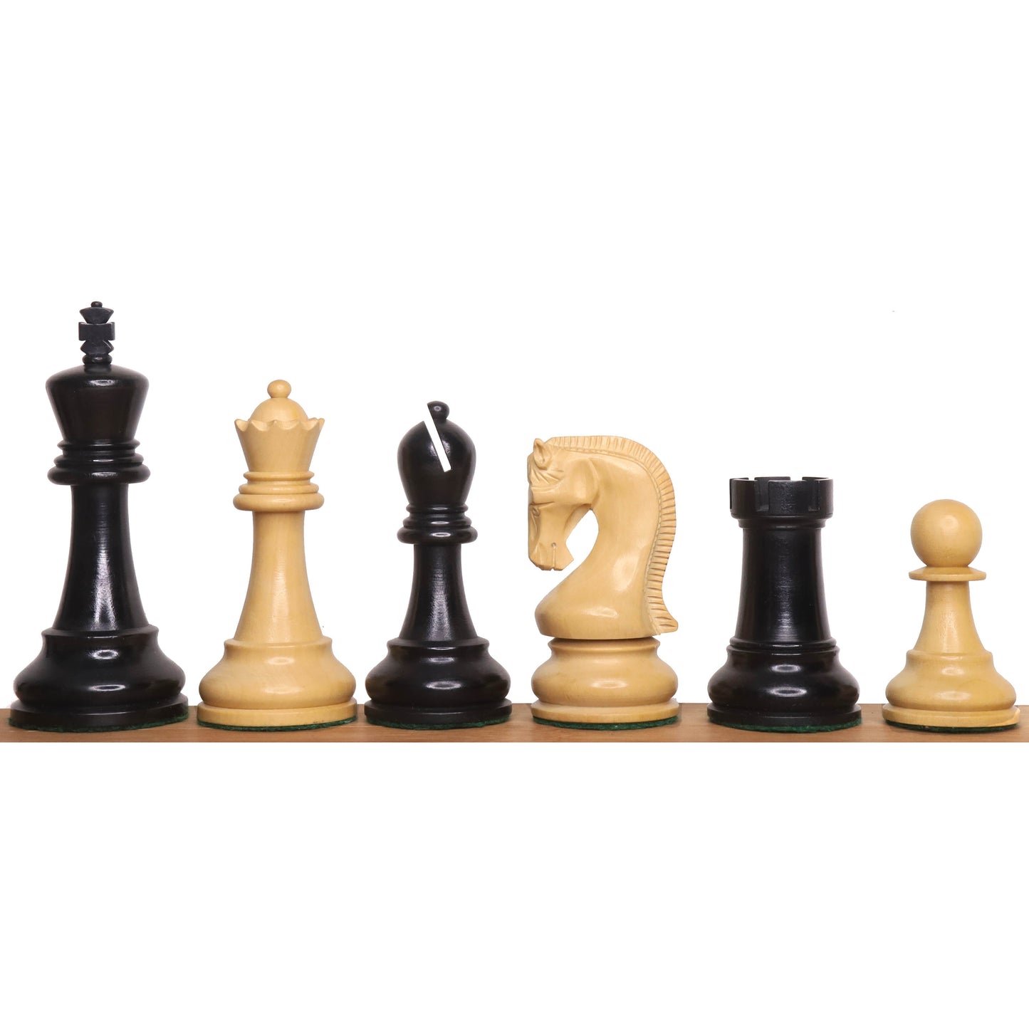 Slightly Imperfect Leningrad Staunton Chess Set - Chess Pieces Only - Ebonised Boxwood - 4" King