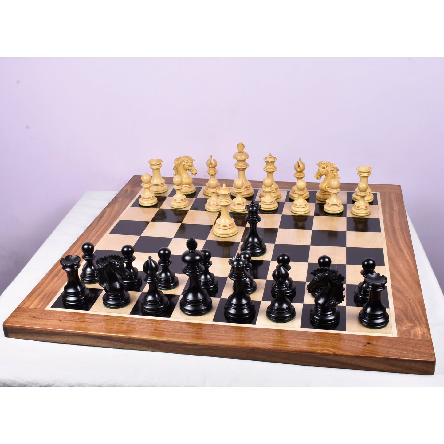 Jeu d'échecs de luxe Staunton Alexandria légèrement imparfait - Pièces d'échecs uniquement - Triple poids - Bois d'ébène