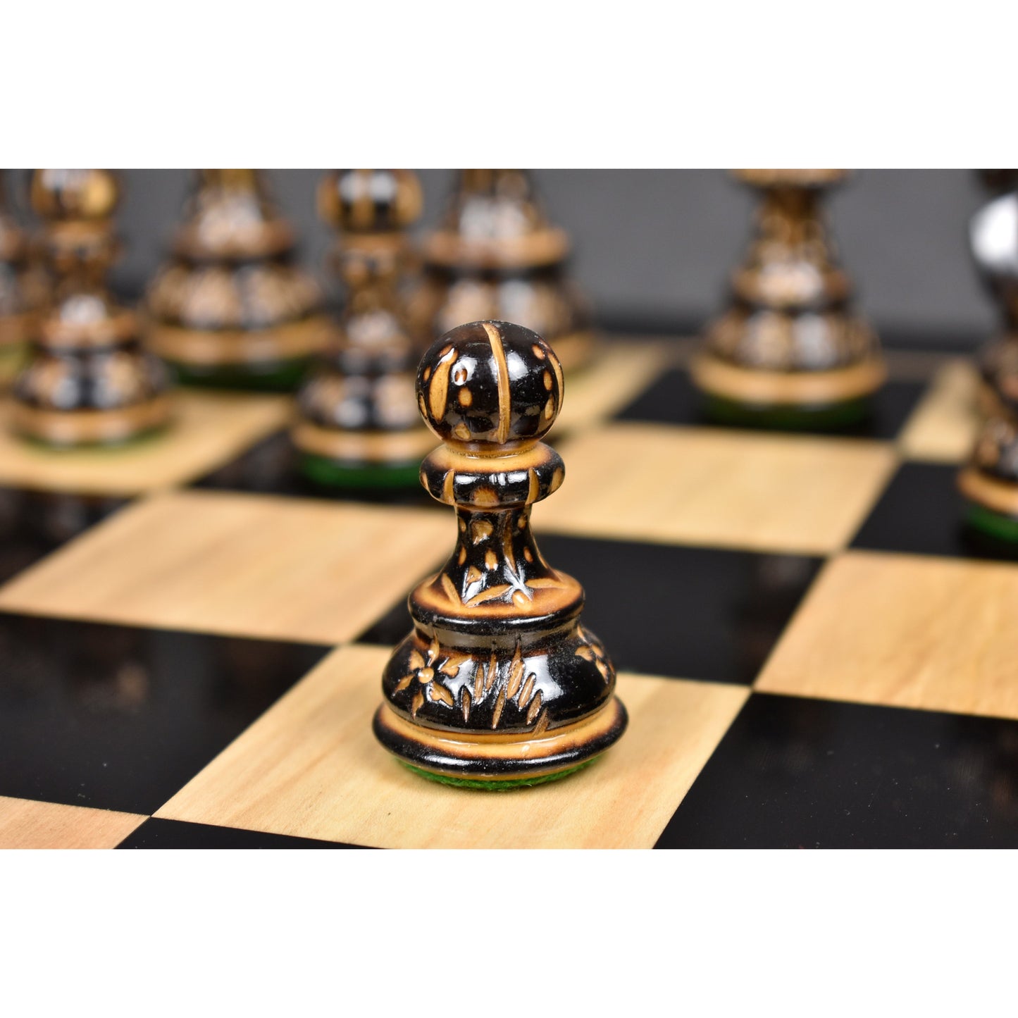 Slightly Imperfect 3.75" Artisan Carving Burnt Zagreb Chess Set - Chess Pieces Only - Weighted Boxwood