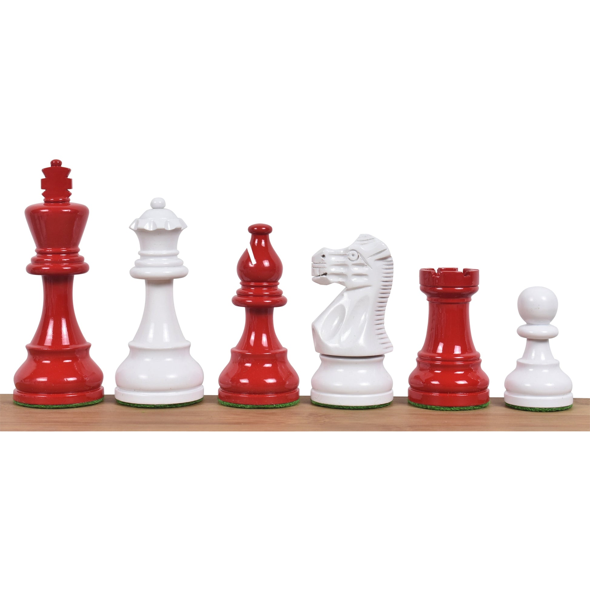 Red & Ivory White Painted Staunton Chess Pieces only set