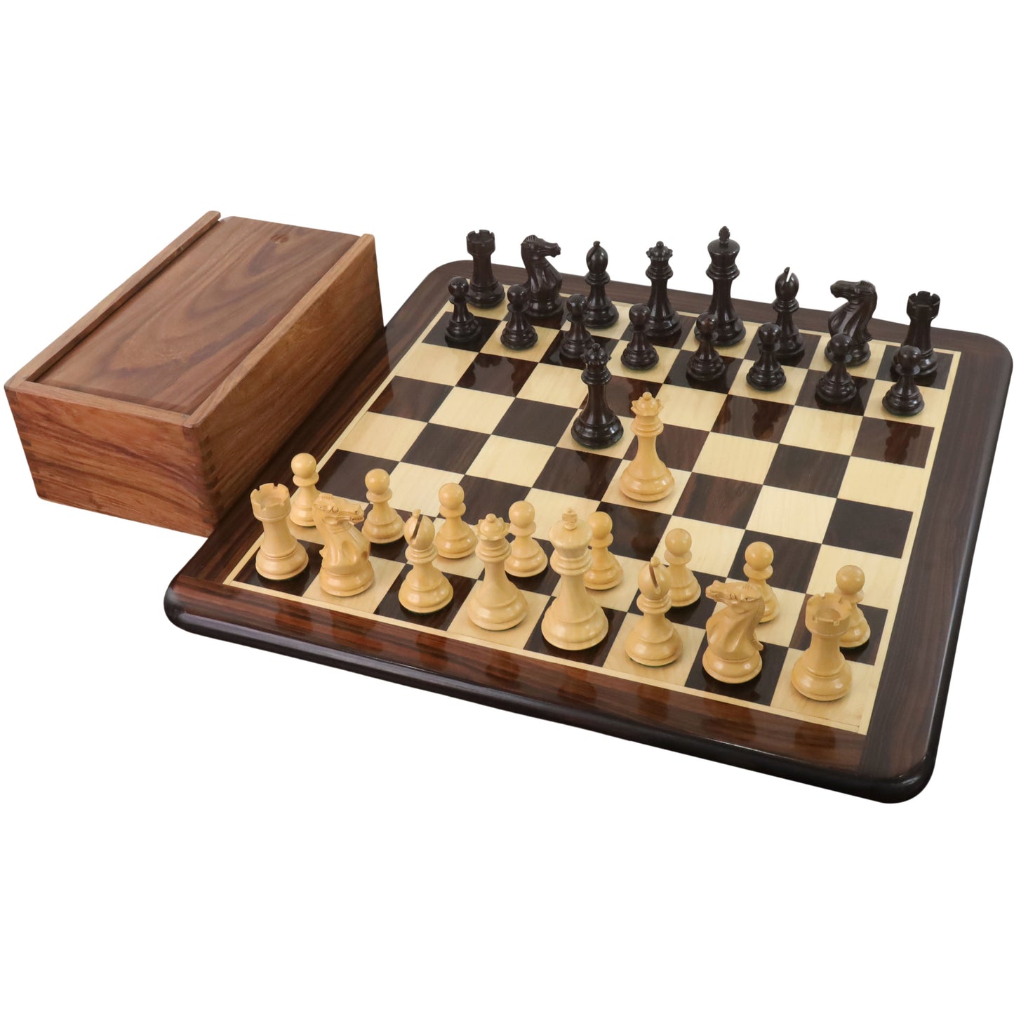 Jeu d'échecs en bois Staunton Pro 4,1" légèrement imparfait - Pièces d'échecs uniquement - Bois de rose lesté