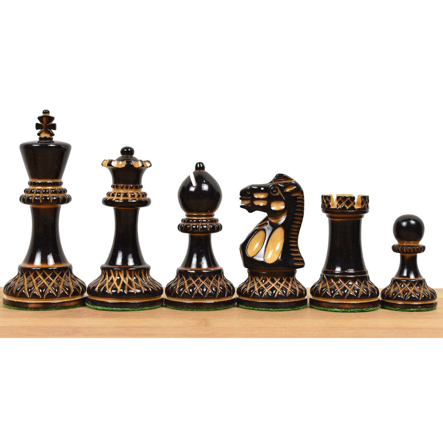 Slightly Imperfect 3.9" Parker Staunton Carved Chess Set - Chess Pieces Only- Lacquer (gloss)finish Boxwood