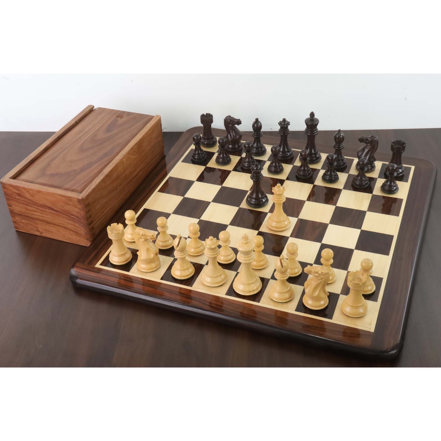 Jeu d'échecs en bois Staunton Pro 4,1" légèrement imparfait - Pièces d'échecs uniquement - Bois de rose lesté