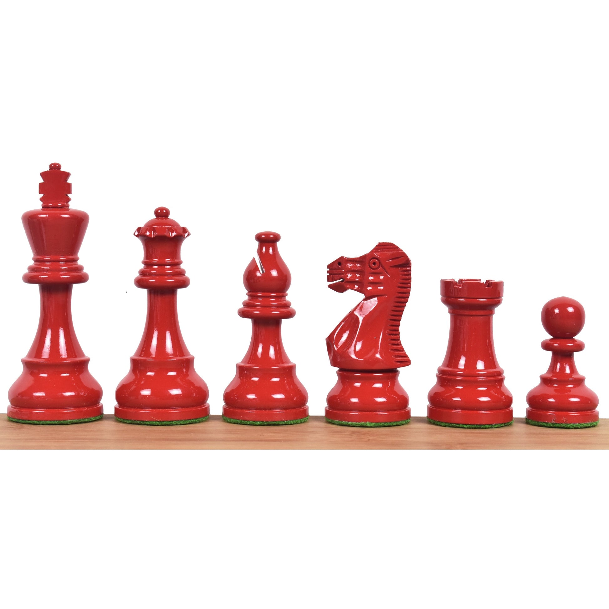 Red & Ivory White Painted Staunton Chess Pieces only set