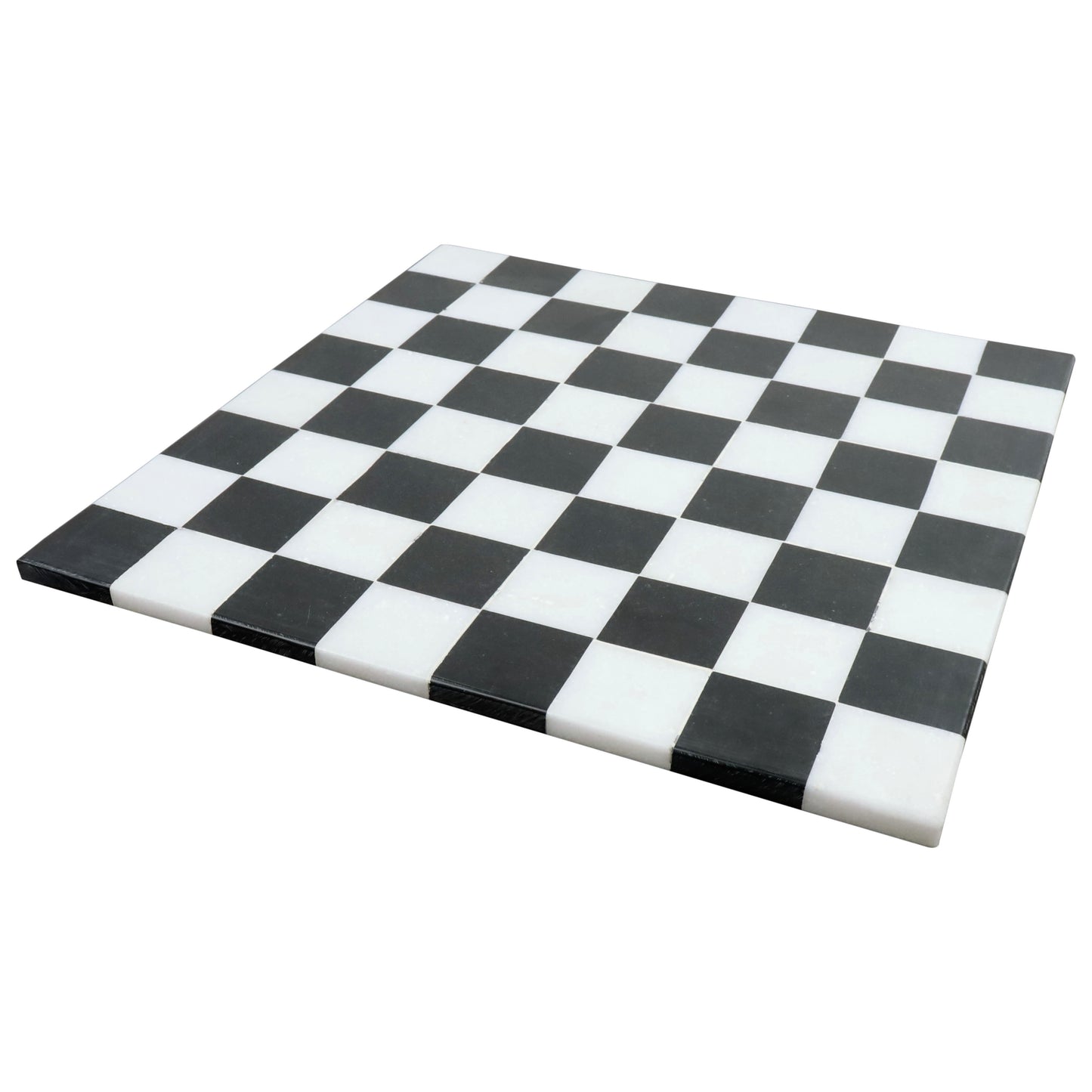 15'' Borderless Marble Stone Luxury Chess Board -  Solid Black and White stone