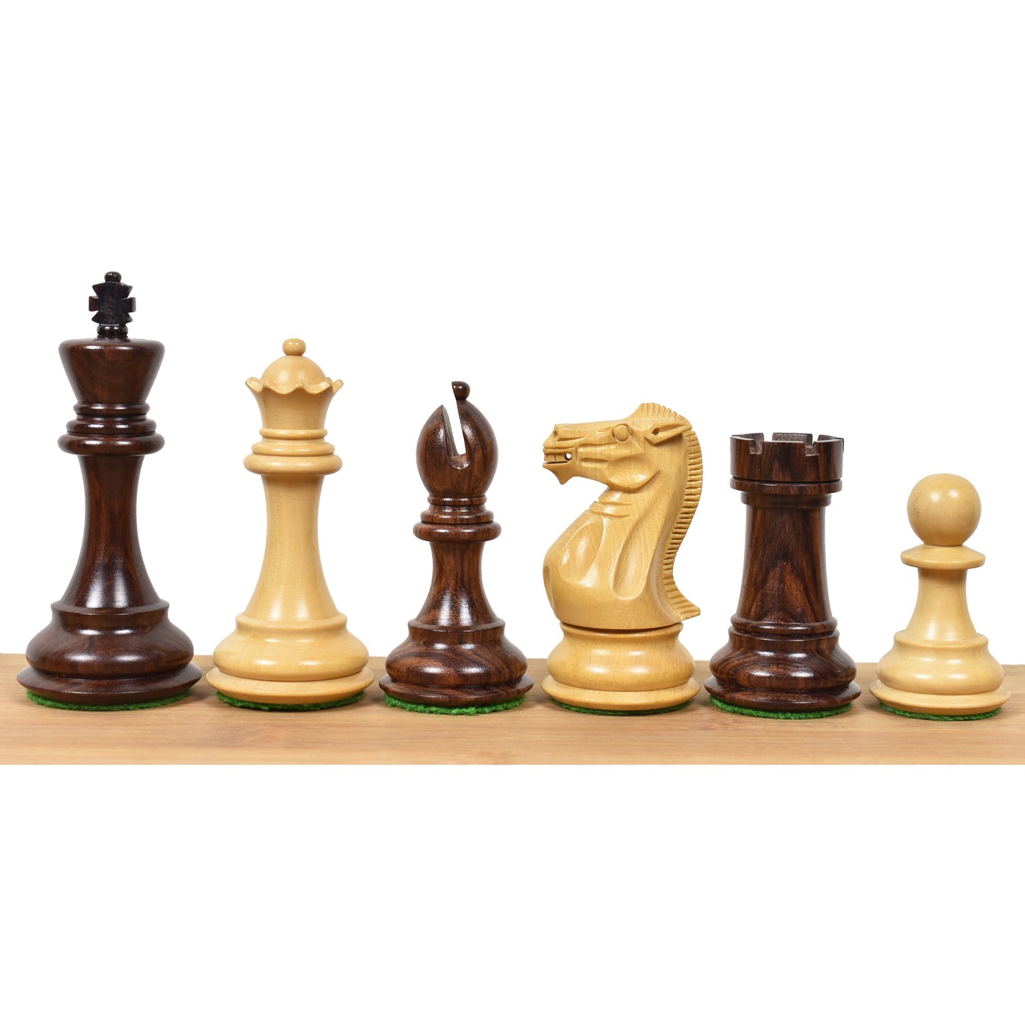 Jeu d'échecs en bois Staunton Pro 4,1" légèrement imparfait - Pièces d'échecs uniquement - Bois de rose lesté