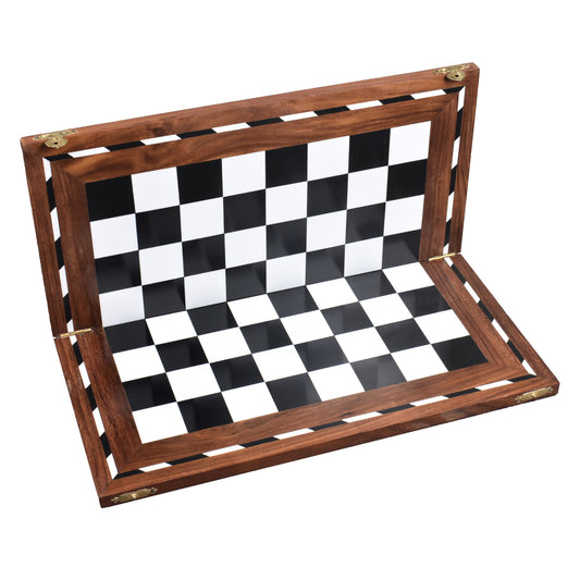 14" Library Series Wooden Folding Chess Board - Solid Sheesham & Acrylic Ivory