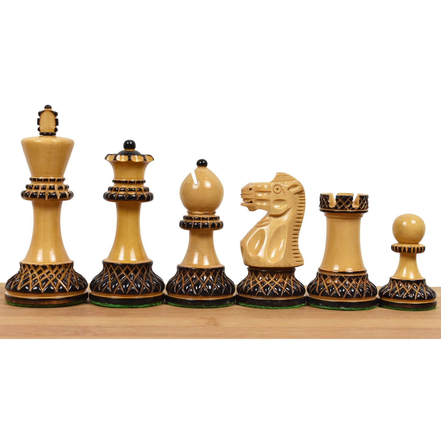 Slightly Imperfect 3.9" Parker Staunton Carved Chess Set - Chess Pieces Only- Lacquer (gloss)finish Boxwood