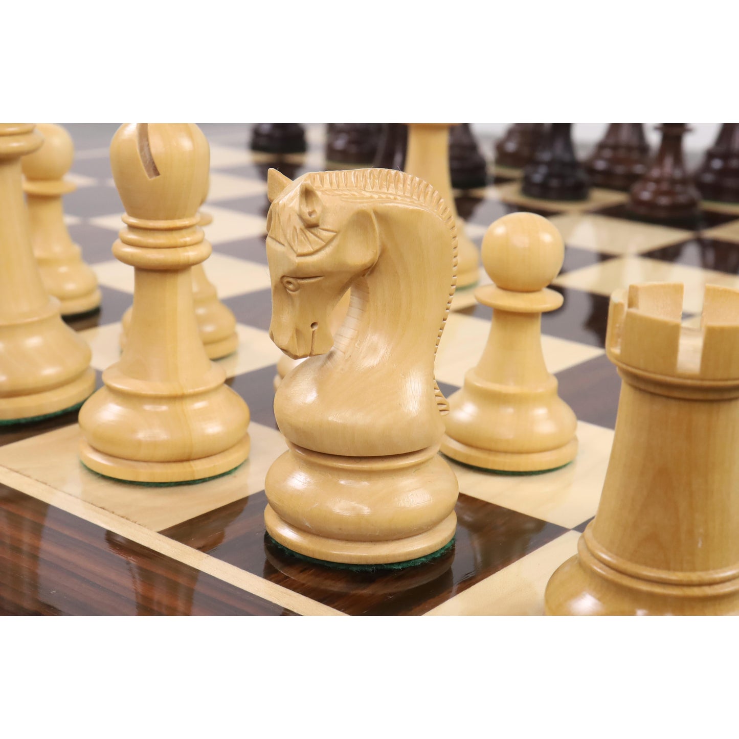 Slightly Imperfect Leningrad Staunton Chess Set - Chess Pieces Only - Rosewood & Boxwood - 4" King