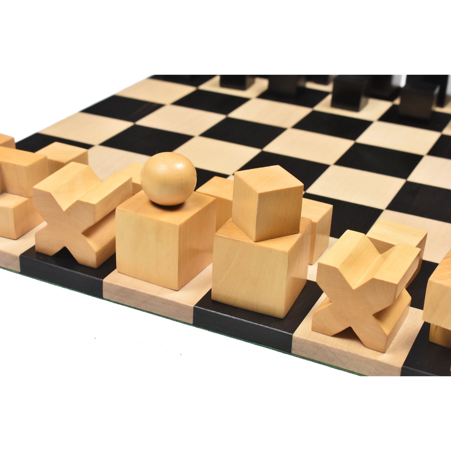 Slightly Imperfect Reproduced 1923 Bauhaus Chess Set - Chess Pieces Only - Ebonised Boxwood - 2" King