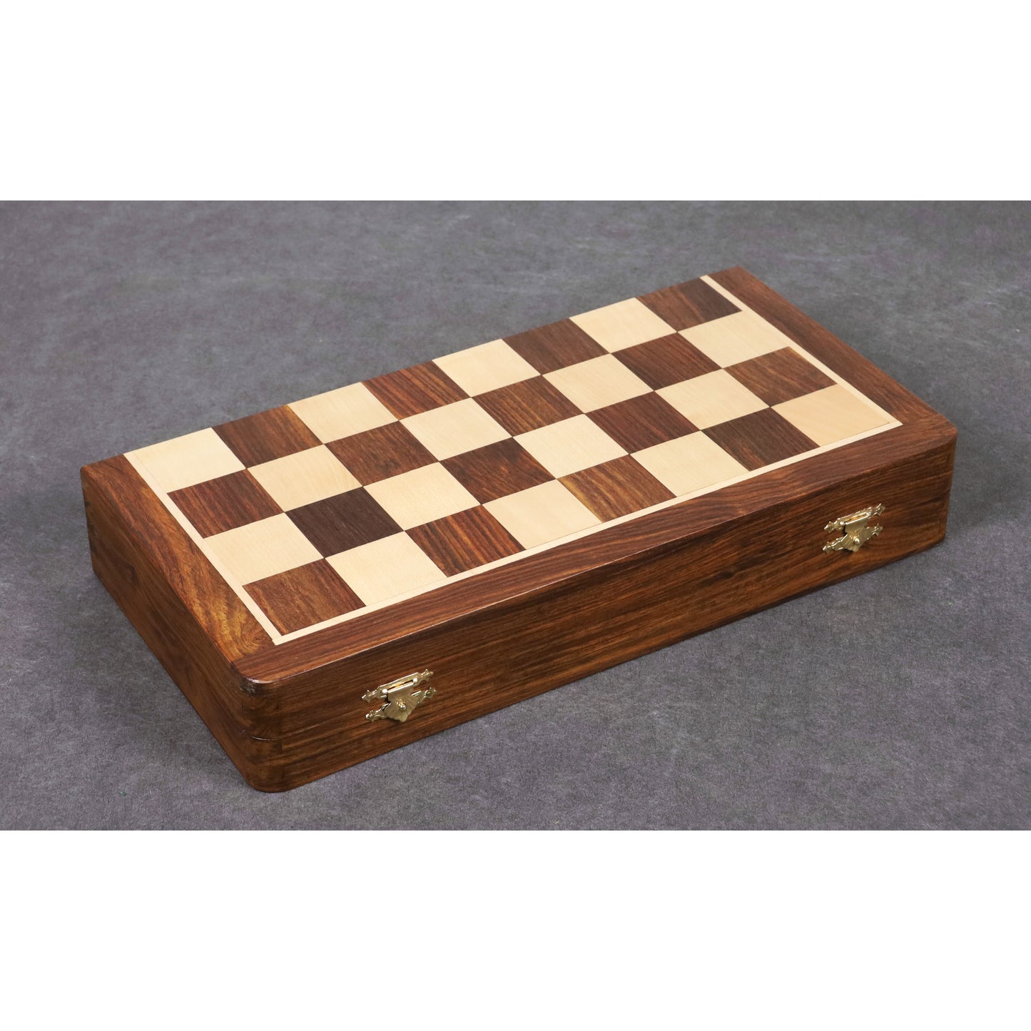 14" Large Golden Rosewood & Maple Wooden Inlaid Magnetic Chess Set Board for Travel