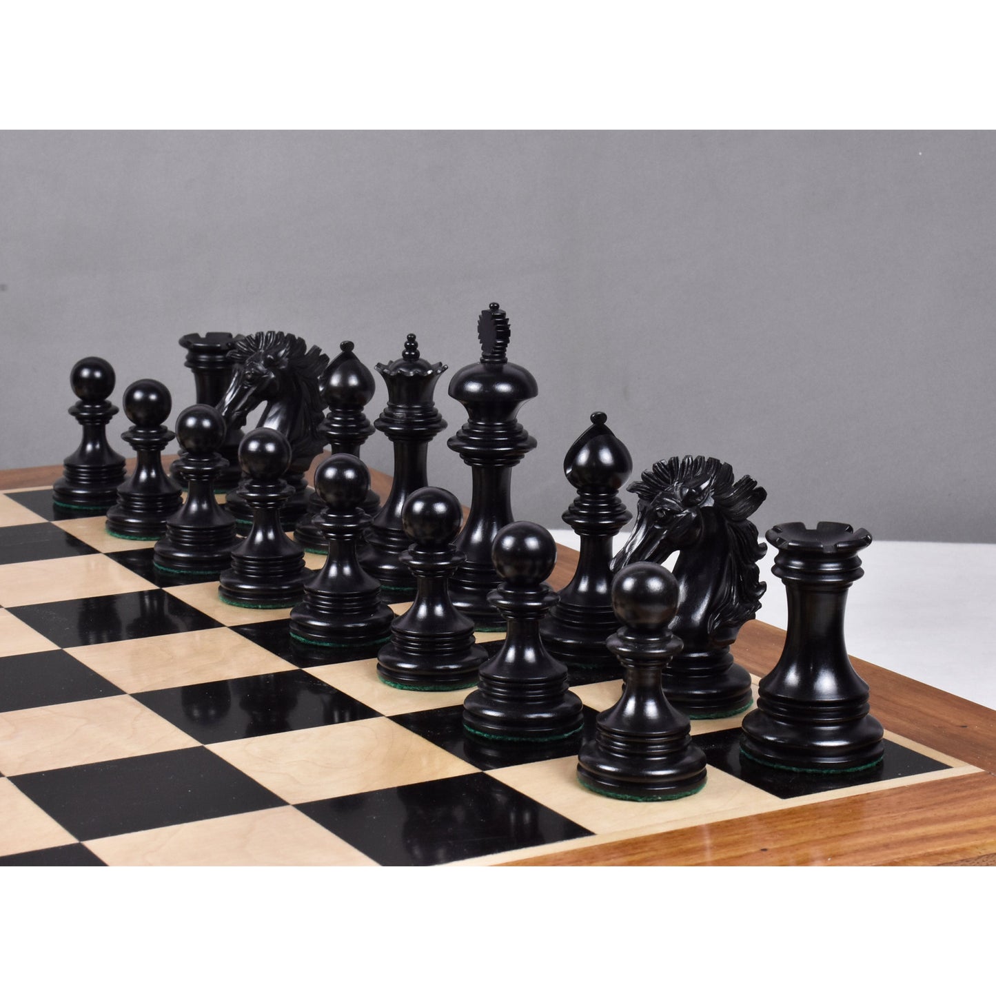 Jeu d'échecs de luxe Staunton Alexandria légèrement imparfait - Pièces d'échecs uniquement - Triple poids - Bois d'ébène