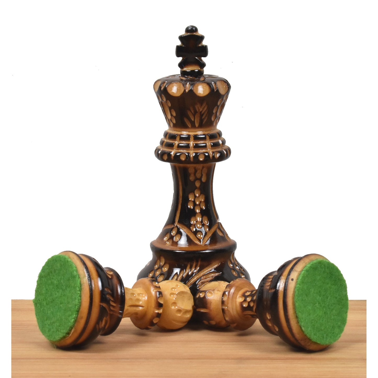 Slightly Imperfect 3.75" Artisan Carving Burnt Zagreb Chess Set - Chess Pieces Only - Weighted Boxwood