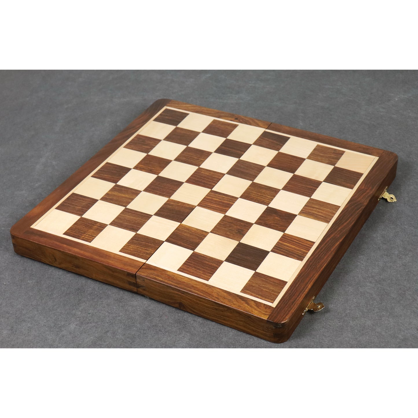 14" Large Golden Rosewood & Maple Wooden Inlaid Magnetic Chess Set Board for Travel