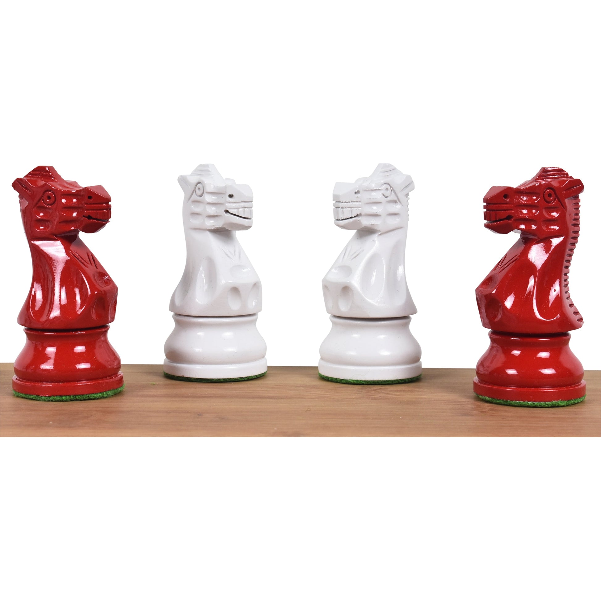 Red & Ivory White Painted Staunton Chess Pieces only set